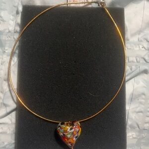 Vibrant Multicolor Heart Necklace with Gold Chain